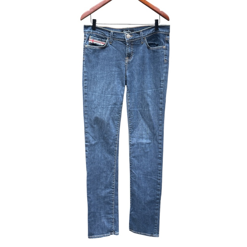 GUIDO & MARY SZ 12 blue JENNY Y2K low rise tall slim straight leg stretch jeans
